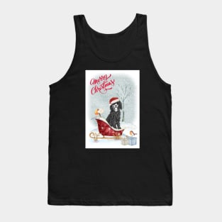 Black Cavapoo Merry Christmas Santa Dog Tank Top